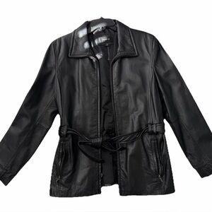 Colebrooke 100% Black Leather Women's Jacket with belt size L